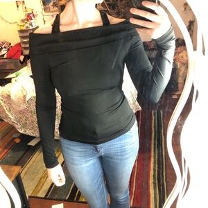 Black off the shoulder long sleeve top